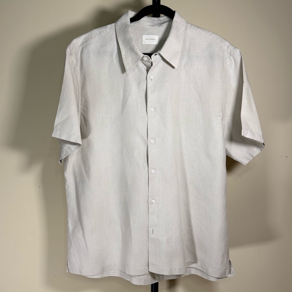 Aimé Leon Dore 100 % Linen short sleeve shirt color Oatmeal size XL